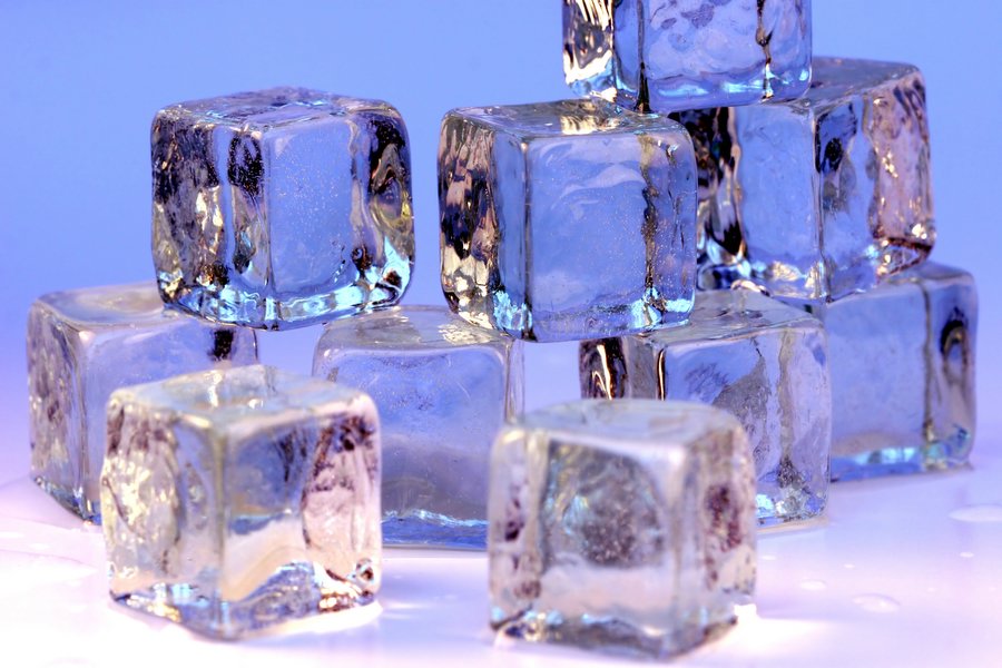 A stack of melting ice cubes